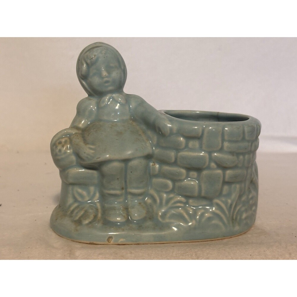 Shawnee Blue Girl Sitting at the Well Planter Great Condition!!